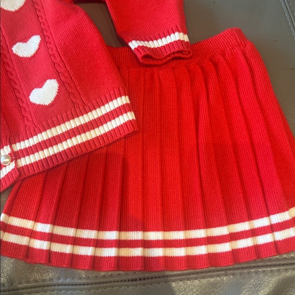 Red Heart Knit Cardigan and Skirt Set, Holiday - Picture 3 of 3
